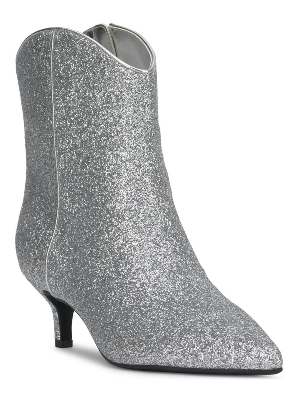 On 34th Boots Sz Various Aatira Silver Glitter Pointed-Toe Ankle Bootie